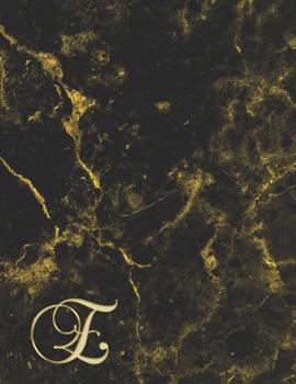 Paperback E: College Ruled Monogrammed Gold Black Marble Large Notebook Book