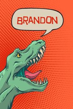 Paperback Brandon: Personalized Dino Isometric Dot Paper Notebook 120 Pages 6x9 Book
