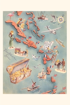 Paperback Vintage Journal Map of the Caribbean Sea Book