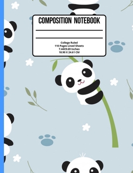 Paperback Composition Notebook College Ruled: Panda 110 Pages Book