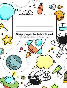 Paperback Graphpaper Notebook 4x4: Astronaut in space design 100 pages of graph paper with bigger squares for younger students Book