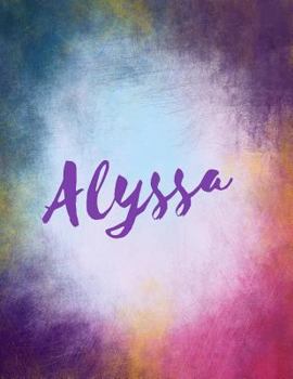 Alyssa: Alyssa sketchbook/ journal/ blank book. Large 8.5 x 11 Attractive bright watercolor wash purple pink orange & blue tones. arty stylish lettering.