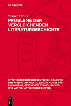 Hardcover Probleme Der Vergleichenden Literaturgeschichte [German] Book