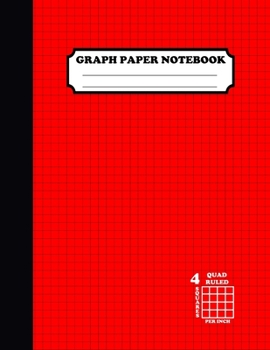 Paperback Graph Paper Notebook. Quad Ruled-4 Squares Per Inch: Grid Notebook/Graph Paper Composition/Grid Paper Journal 8.5x11 in. Red Book