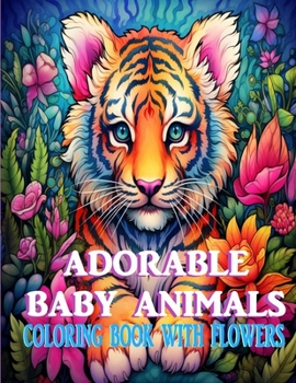 Paperback Adorable Baby Animals: Coloring Book With Flowers Book