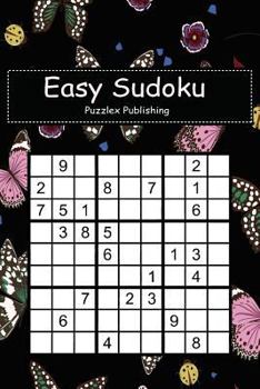 Paperback Easy Sudoku: Sudoku Puzzle Game For Beginers With Beautiful night butterflies flying cover Book