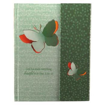 Hardcover Journal Hardcover Flap Green Butterfly Beautiful Book