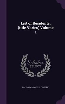 Hardcover List of Residents. (title Varies) Volume 1 Book