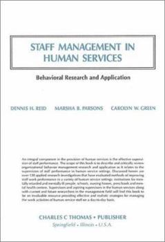 Hardcover Staff Management in Human Services: Behavioral Research and Application Book