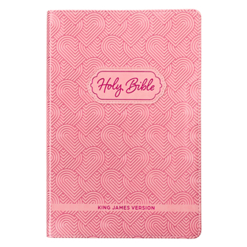 KJV Kids Bible, 40 Pages Full Color Study Helps, Presentation Page, Ribbon Marker, Holy Bible for Children Ages 8-12, Light Pink Hearts Faux Leather F