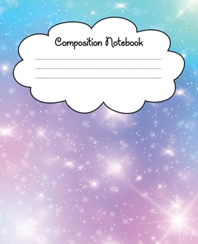 Composition Notebook: 120 Pages of Wide Ruled Paper | Pretty Starry Night Sky with Sparkles Journal