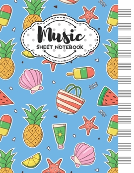 Music Sheet Notebook: Blank Staff Manuscript Paper with Cute Summer Themed Cover Design