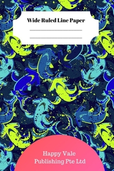 Paperback Cute Retro Shark Theme Wide Ruled Line Paper Book