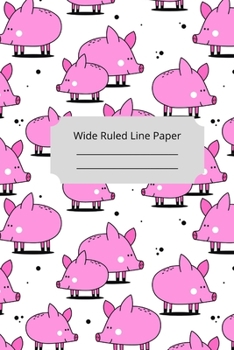 Cute Baby Pig Theme Wide Ruled Line Paper