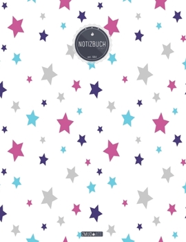 ZMUDACE Notizbuch Liniert: in DIN A4 Softcover ZL138 Sterne Pink T�rkis Lila 156 leere linierte Seiten mit pers�nlichem Register + Seitenzahlen Zeichenbuch, Skizzenbuch, Lineatur 4, Malbuch, Notizheft
