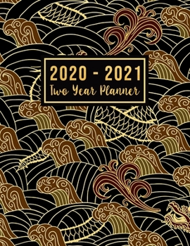 Paperback 2020-2021 Two Year Planner: 2020-2021 monthly planner full size - Luxury Gold wave Cover - 2 Year Calendar 2020-2021 Monthly - 24 Months Agenda Pl Book