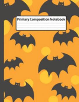 Paperback Primary Composition Notebook: Orange Bats dots polka - Draw and Write Journal, Story Paper Journal, Dashed Midline with Picture Space for kids, Kind Book