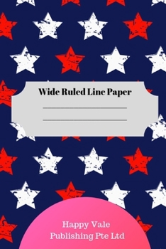 Paperback American Flag Theme Wide Ruled Line Paper Book
