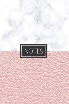 Paperback Notes: Circle the Date Journal with Ruled Pages for Work or School White Marble and Faux Pink Leather Book