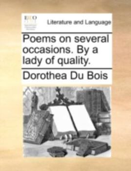 Paperback Poems on Several Occasions. by a Lady of Quality. Book