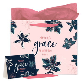Misc. Gift Bag with Card Large Landscape God's Grace Pink Heb. 13:25 Book