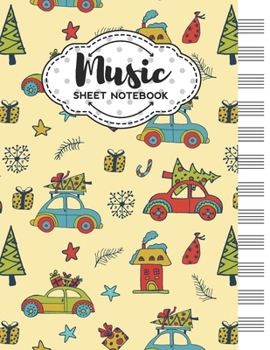Music Sheet Notebook: Blank Staff Manuscript Paper with New Year Themed Cover Design