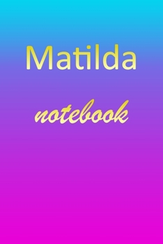 Matilda: Blank Notebook | Wide Ruled Lined Paper Notepad | Writing Pad Practice Journal | Custom Personalized First Name Initial M Blue Purple Gold  | ... Homeschool & University Organizer Daybook