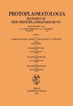 Paperback Osmotischer Wert, Saugkraft, Turgor Plasmoptyse Plasmorrhyse Plasmoschisen [German] Book