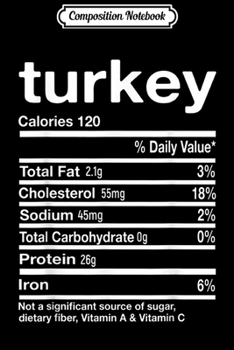 Paperback Composition Notebook: Funny Turkey Nutrition Thanksgiving Costume Journal/Notebook Blank Lined Ruled 6x9 100 Pages Book