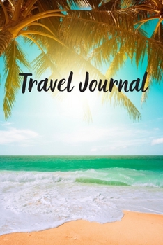 Travel Journal - 6x9 inch blank lined journal beach palm tree cover peach