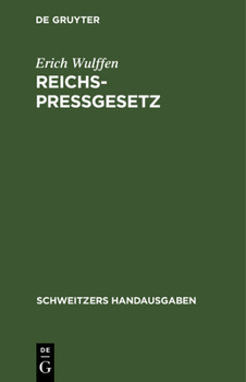 Hardcover Reichs-Pressgesetz [German] Book