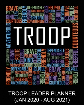 Paperback Troop Leader Planner: Words January 2020 - August 2021, A Complete Organizer Planner Book