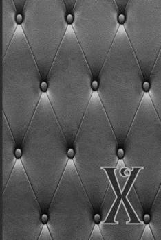 X: Writing Journal Notebook Personalized with Black Monogram Initial Letter on a Dramatic Charcoal Gray Diamond Shape Tufted background. (6"x9" 110 Blank Lined Pages with Space for Date)