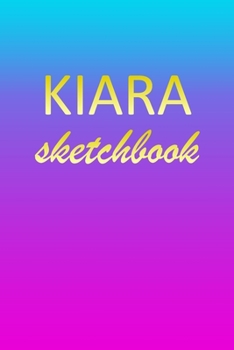 Paperback Kiara: Sketchbook - Blank Imaginative Sketch Book Paper - Pink Blue Gold Custom Letter K Personalized Cover - Teach & Practic Book