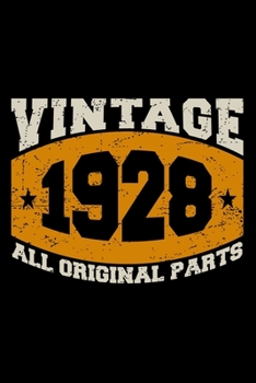 VINTAGE 1928 ALL ORIGINAL PARTS: Dot Grid Journal, Diary, Notebook, 6x9 inches with 120 Pages.