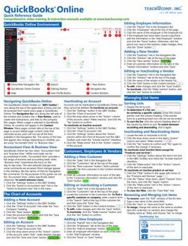 Pamphlet QuickBooks Online Quick Reference Training Card - Laminated Tutorial Guide Cheat Sheet (Instructions and Tips) Book