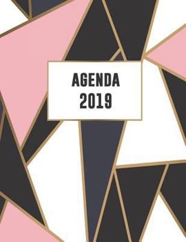 Paperback Agenda 2019: Élégant et Pratique Mosaïque en Or Rose Noir Blanc Agenda organiseur pour ton quotidien 52 Semaines Janvier à Décembre [French] Book