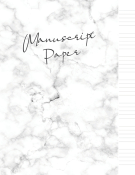 Manuscript paper: wide staff music paper notebook | 8.5x11 | 120 pages | 8 staves per page | easy to write on | ivory white marble design | perfect for students, musicians and composers
