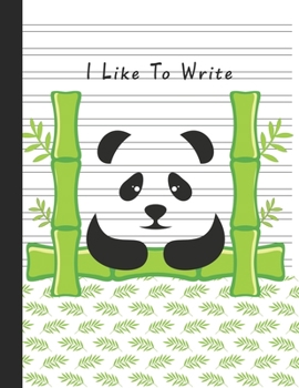 I Like To Write: Double Line Notebook For Kids - Melancholic Green Panda