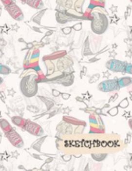 Paperback Sketchbook: Scooter & Sneakers Fun Framed Drawing Paper Notebook Book