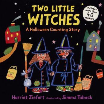 Paperback Two Little Witches: A Halloween Counting Story Sticker Book [With 40 Stickers] Book