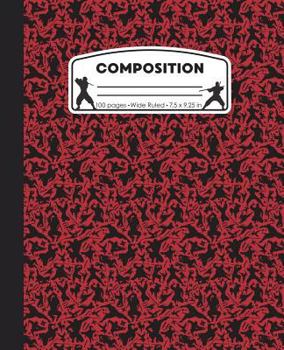 Paperback Composition: Ninja Red Marble Composition Notebook. Ninjas Wide Ruled 7.5 x 9.25 in, 100 pages journal for girls boys, kids, elemen Book