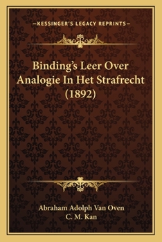 Paperback Binding's Leer Over Analogie In Het Strafrecht (1892) [Dutch] Book
