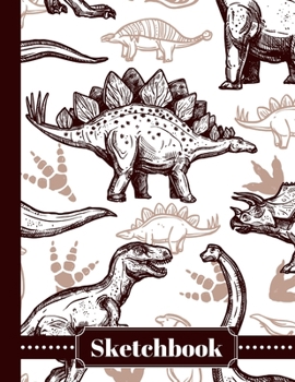 Sketchbook: Cool Prehistoric Dinosaur Sketch Book Large 8.5x11 Blank 110 Page Dino Notebook For Drawing, Doodling, Sketching
