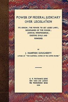 Paperback Power of Federal Judiciary Over Legislation Book