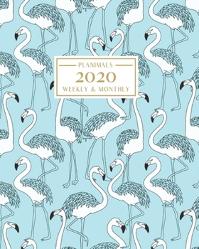 Paperback 2020: Weekly and Monthly Planner/Calendar Jan 2020 - Dec 2020 Blue and White Flamingo Pattern Book