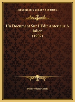 Un Document Sur L'Edit Anterieur A Julien (1907)