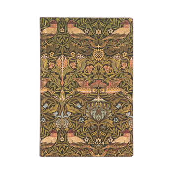 Calendar Paperblanks 2024 Morris Birds William Morris 12-Month Flexi Mini Horizontal 176 Pg 100 GSM Book