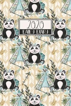 2020 Daily Diary: A5 Full Day on a Page DO1P Lined Planner Writing Journal | Turquoise Blue & Gold Glitter Boho Panda Pattern (2020 Daily Diaries)