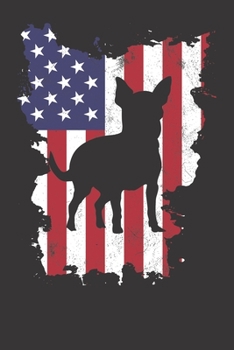 Paperback Notebook: Vintage 4th Of July USA Flag Chichiaua Dot Grid Dotted 6x9 120 Pages Book